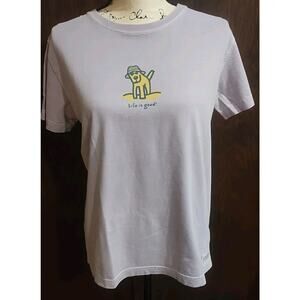 Life Is Good Dog Lover Lavender purple lilac Women's Medium Short Sleeve T-shirt